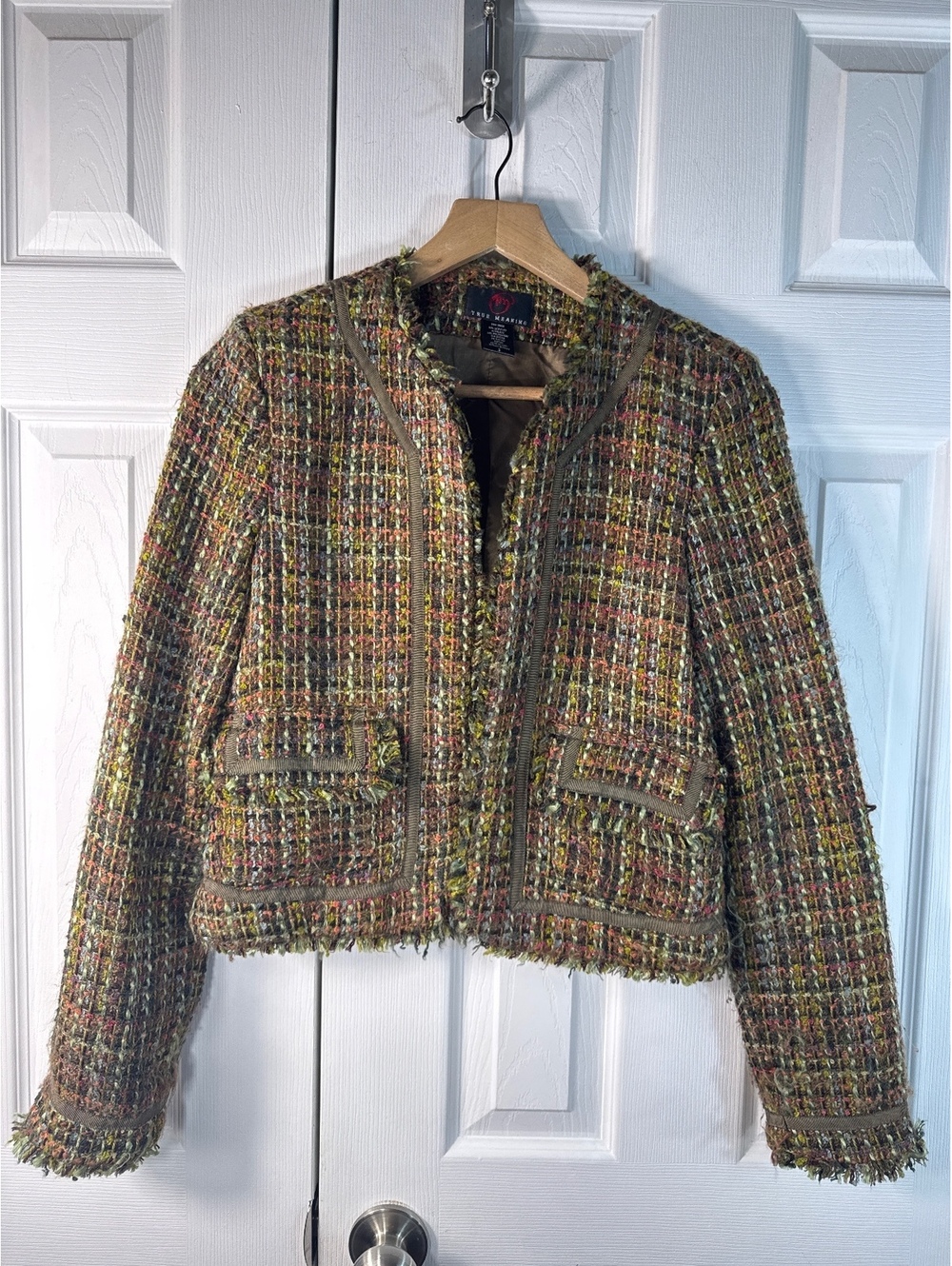 True Meaning Multicolor Tweed Cropped Jacket Size S
